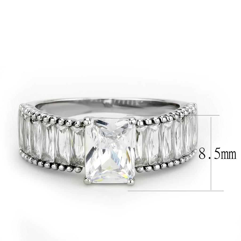 TK3608 - No Plating Stainless Steel Ring with AAA Grade CZ  in Clear-1
