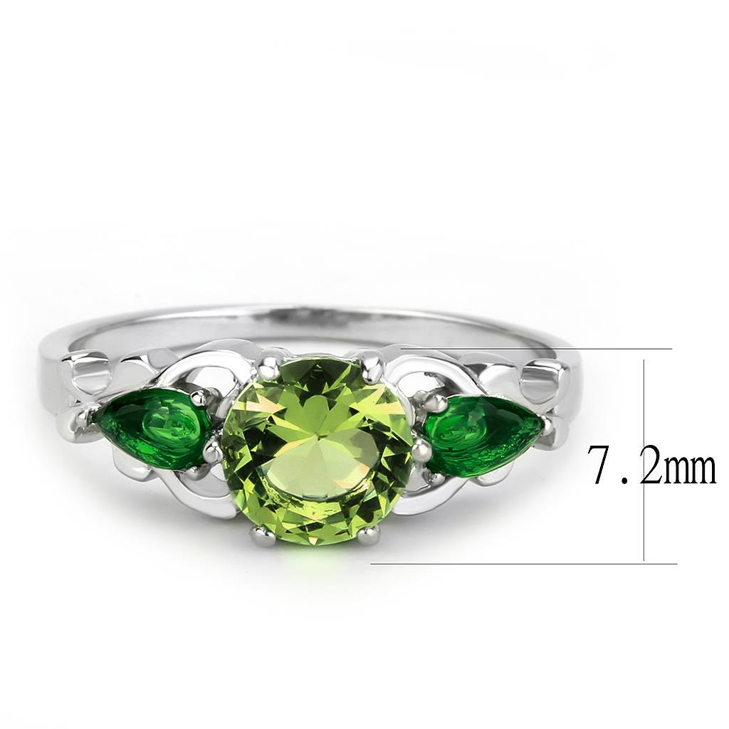 TK3610 - No Plating Stainless Steel Ring with Crystal in Peridot-1