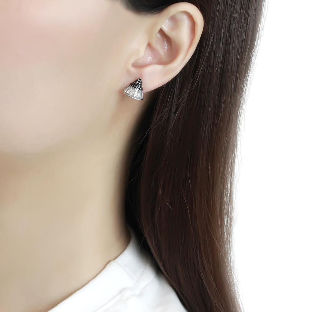 TK3613 - No Plating Stainless Steel Earrings with AAA Grade CZ  in Clear-2
