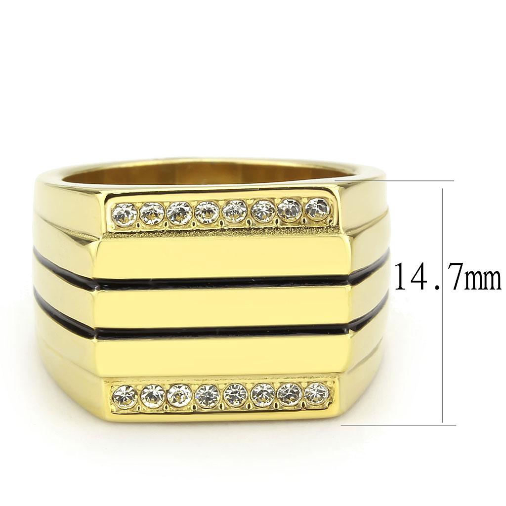 TK3618 - IP Gold(Ion Plating) Stainless Steel Ring with Top Grade Crystal  in Clear-1