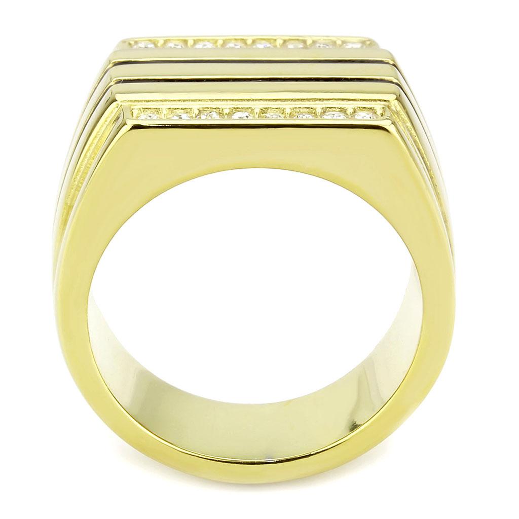 TK3618 - IP Gold(Ion Plating) Stainless Steel Ring with Top Grade Crystal  in Clear-2