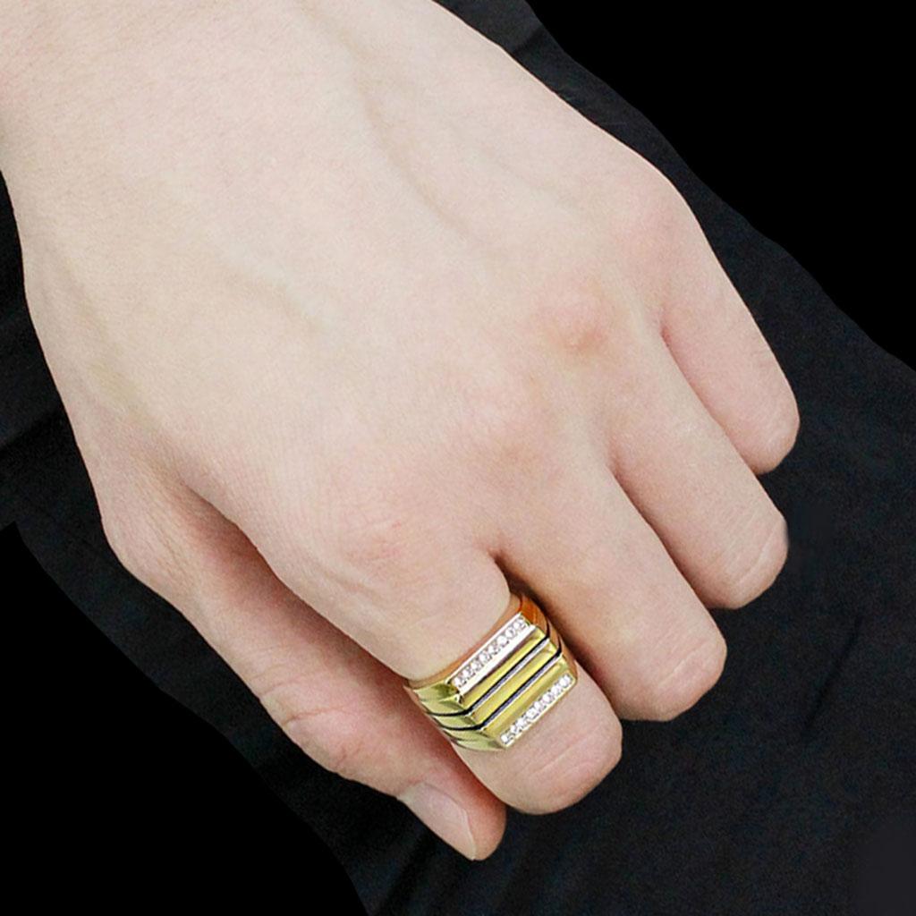 TK3618 - IP Gold(Ion Plating) Stainless Steel Ring with Top Grade Crystal  in Clear-4