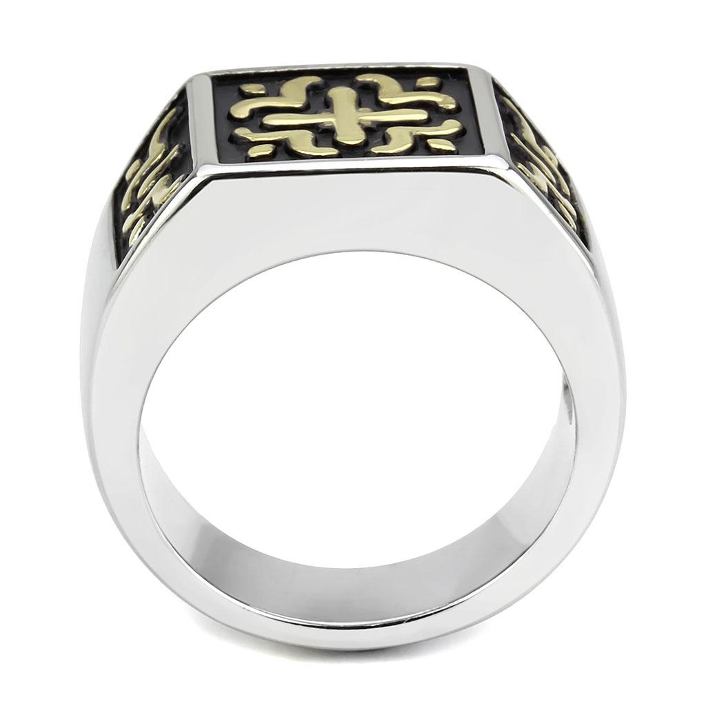TK3622 - Two-Tone IP Gold (Ion Plating) Stainless Steel Ring with No Stone-2