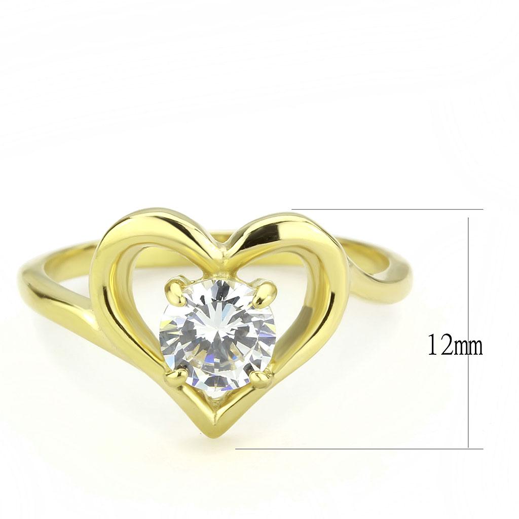 TK3628 - IP Gold(Ion Plating) Stainless Steel Ring with AAA Grade CZ  in Clear-1