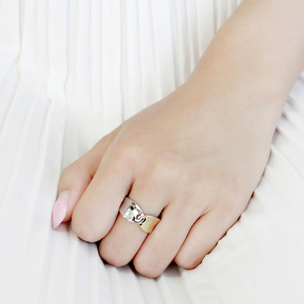 TK3630 - Two-Tone IP Gold (Ion Plating) Stainless Steel Ring with No Stone-4