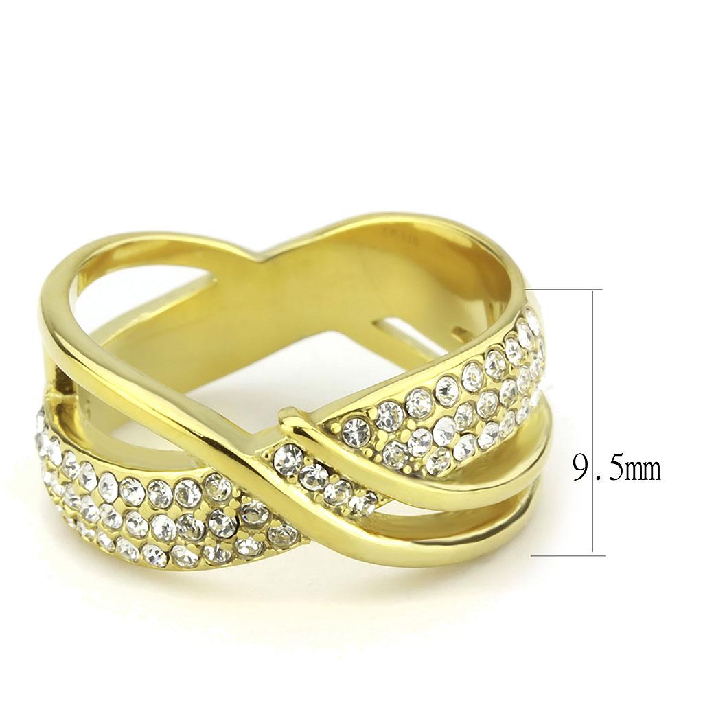 TK3632 - IP Gold(Ion Plating) Stainless Steel Ring with Top Grade Crystal  in Clear-1