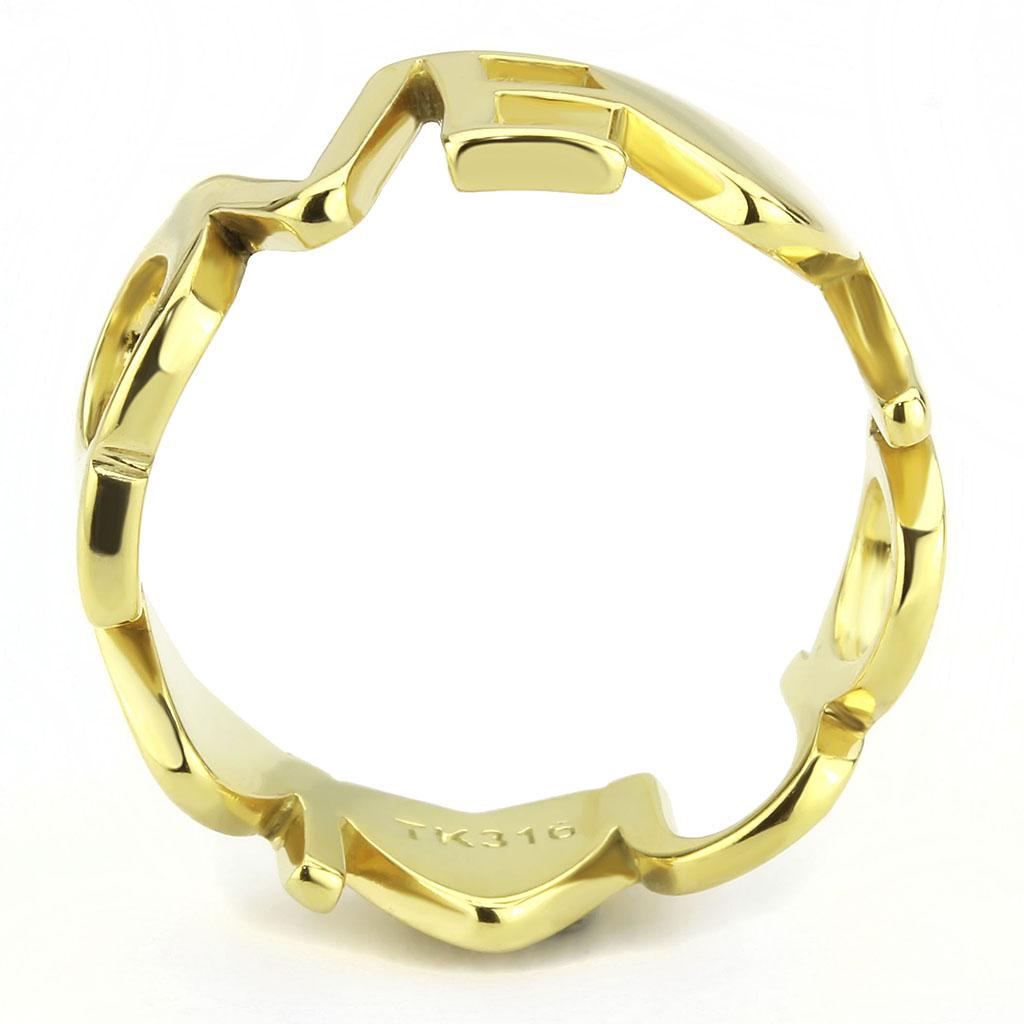 TK3637 - IP Gold(Ion Plating) Stainless Steel Ring with No Stone-2