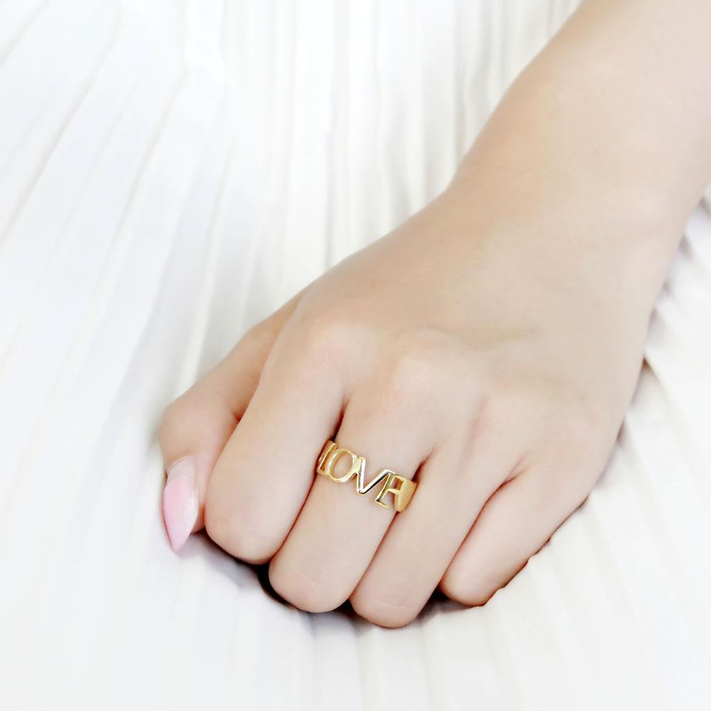 TK3637 - IP Gold(Ion Plating) Stainless Steel Ring with No Stone-4