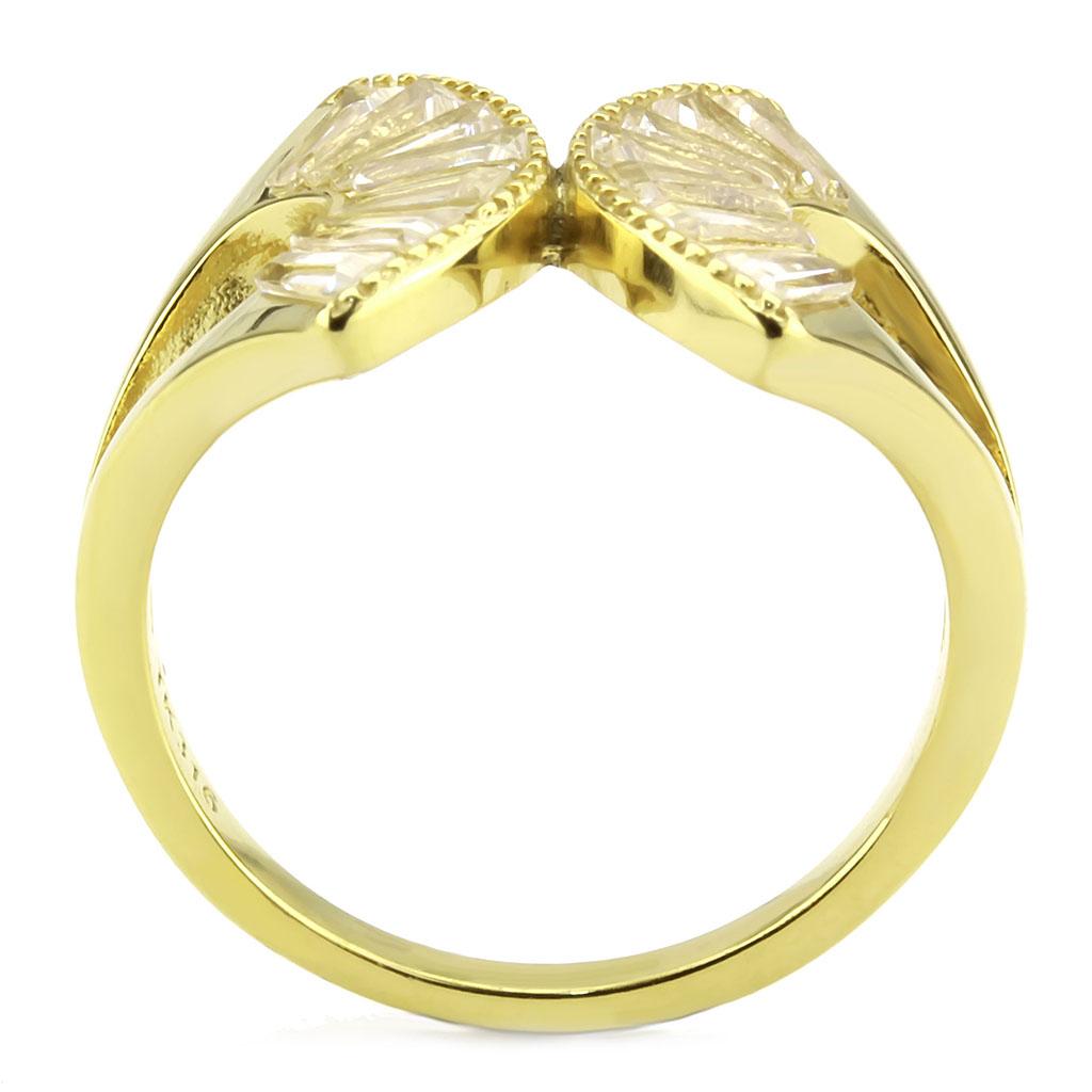 TK3638 - IP Gold(Ion Plating) Stainless Steel Ring with AAA Grade CZ  in Clear-2