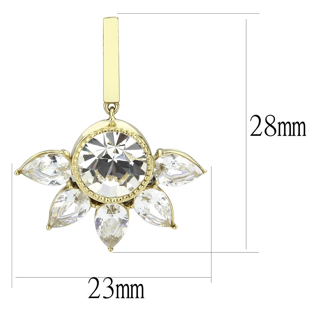 TK3661 - IP Gold(Ion Plating) Stainless Steel Earrings with Top Grade Crystal  in Clear-1