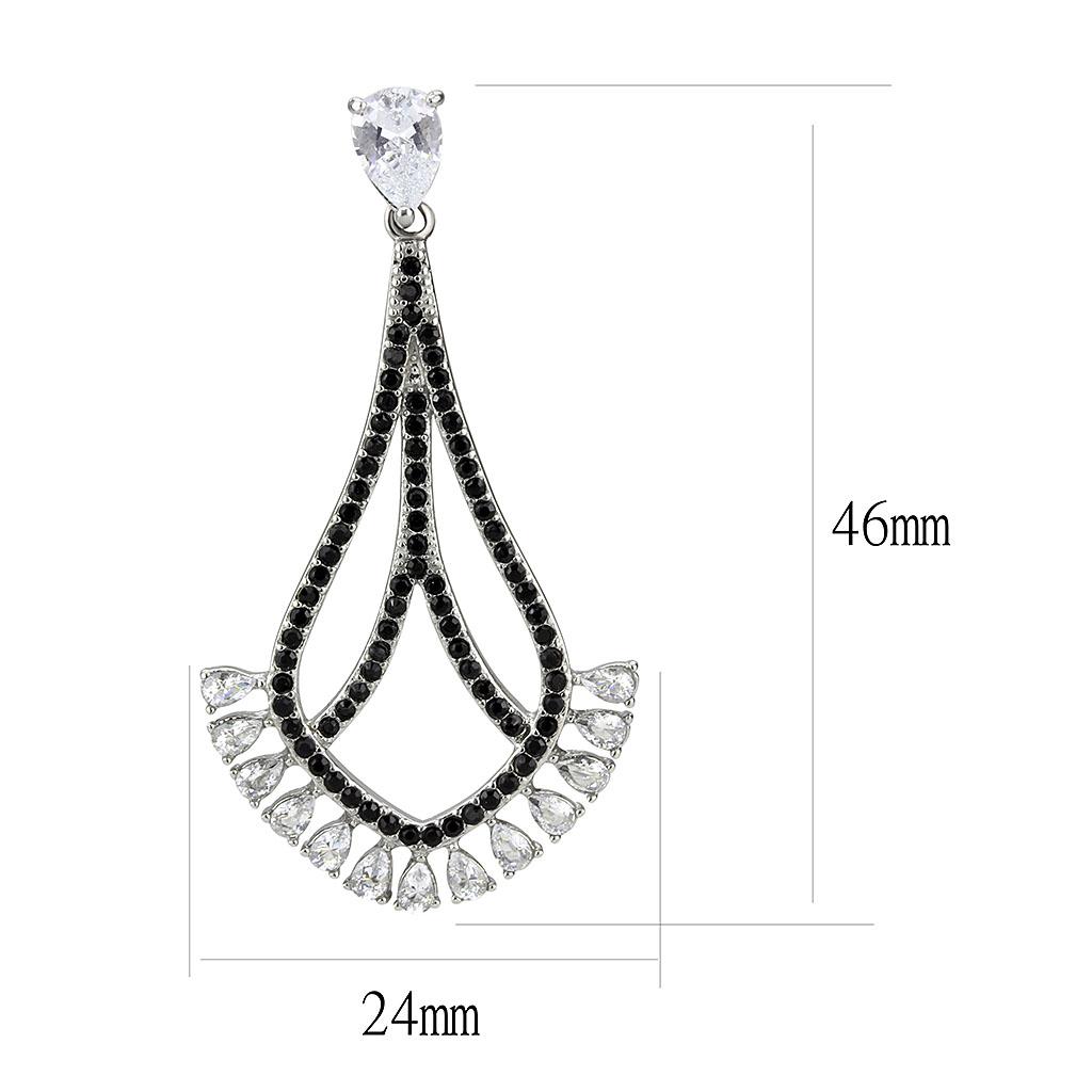 TK3664 - High polished (no plating) Stainless Steel Earrings with AAA Grade CZ  in Clear-1