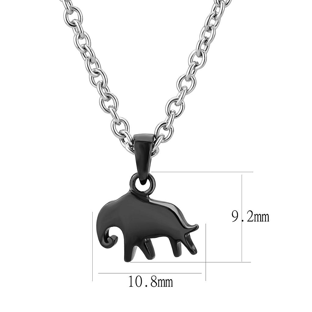 TK3666 - Two-Tone IP Black (Ion Plating) Stainless Steel Chain Pendant with No Stone-1