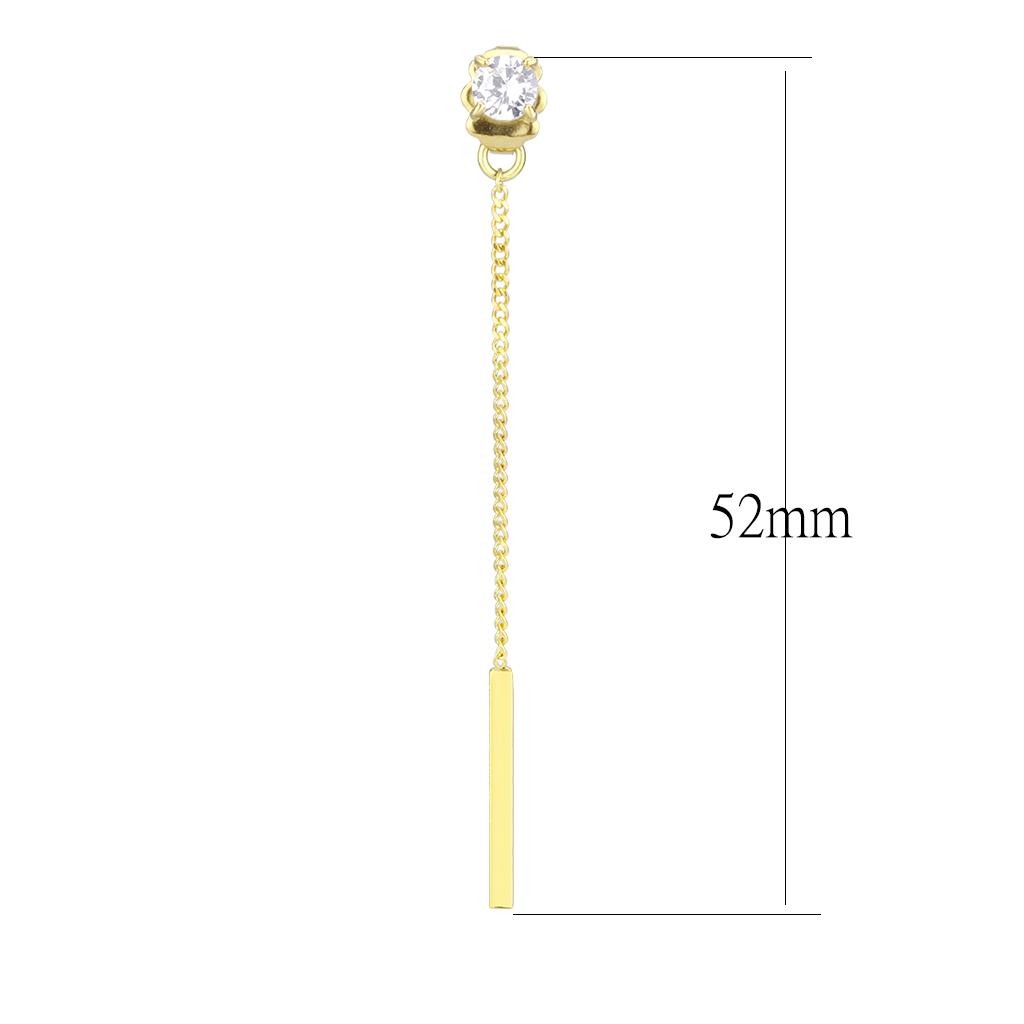 TK3681 - IP Gold(Ion Plating) Stainless Steel Earrings with AAA Grade CZ  in Clear-1