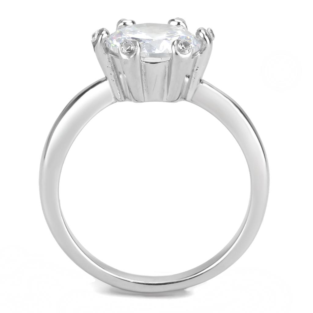 TK3700 - High polished (no plating) Stainless Steel Ring with AAA Grade CZ  in Clear-2