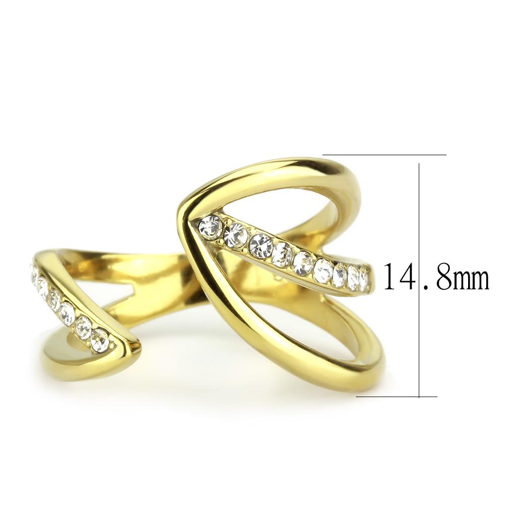 TK3710 - IP Gold(Ion Plating) Stainless Steel Ring with Top Grade Crystal  in Clear-1