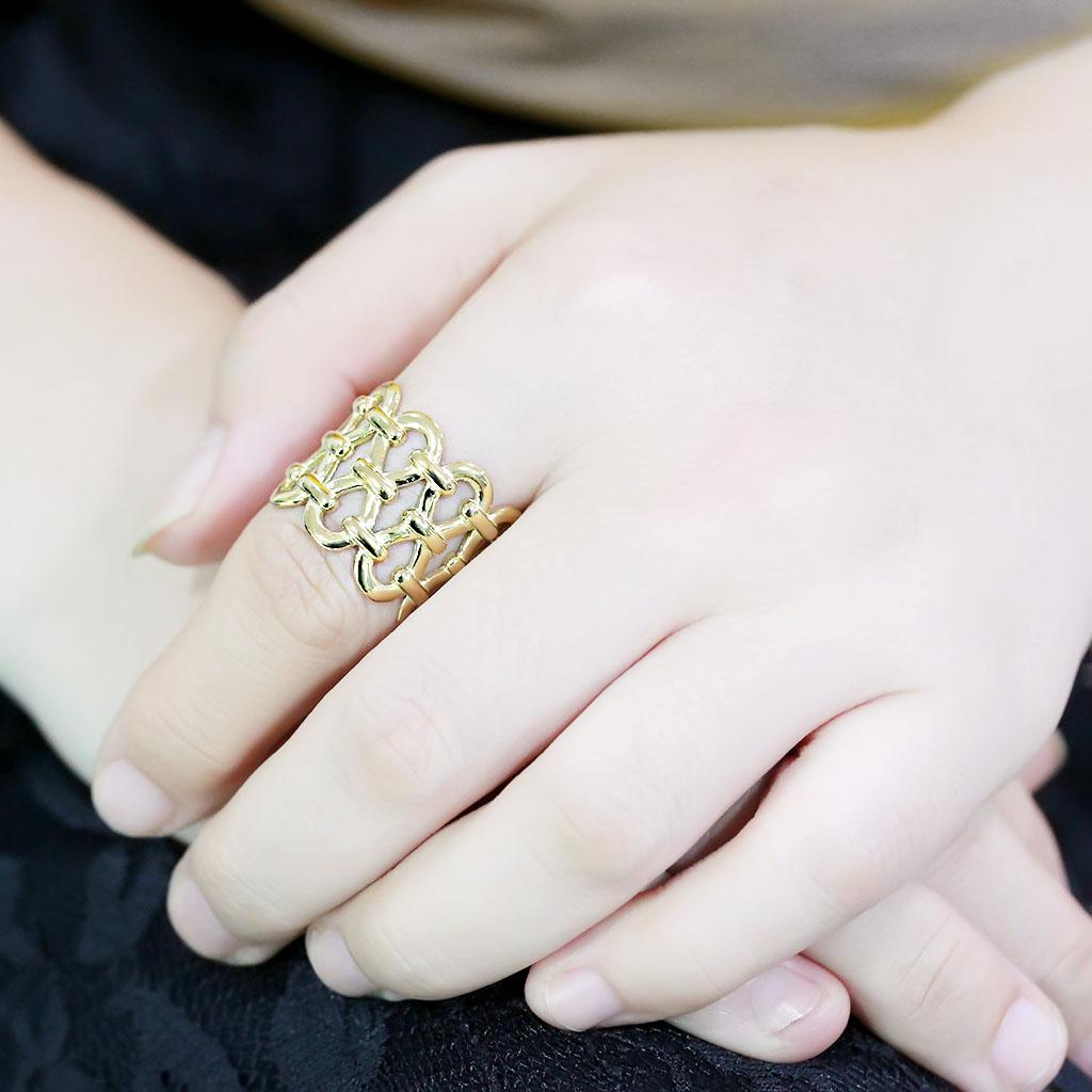 TK3716 - IP Gold(Ion Plating) Stainless Steel Ring with No Stone-4