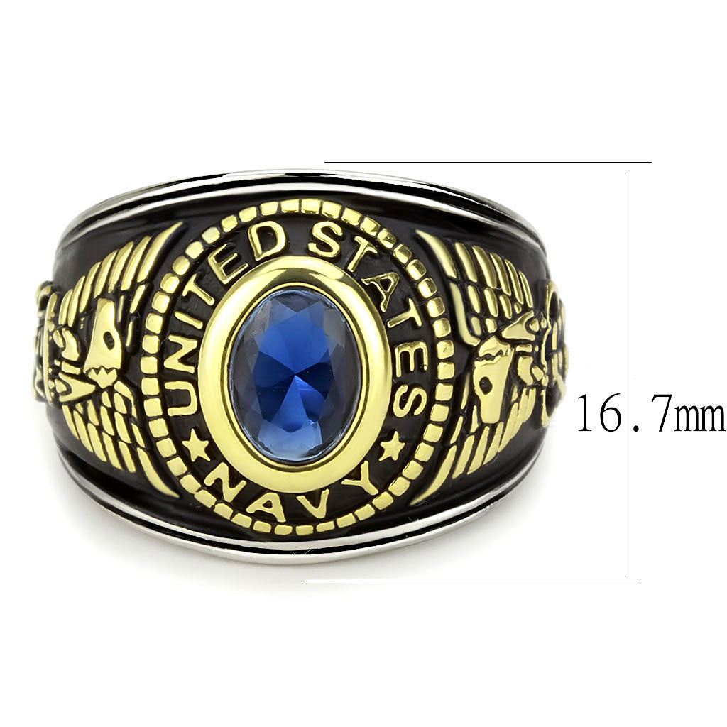 TK3726 - Two-Tone IP Gold (Ion Plating) Stainless Steel Ring with Synthetic Synthetic Glass in Montana-1