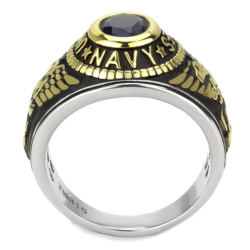TK3726 - Two-Tone IP Gold (Ion Plating) Stainless Steel Ring with Synthetic Synthetic Glass in Montana-2