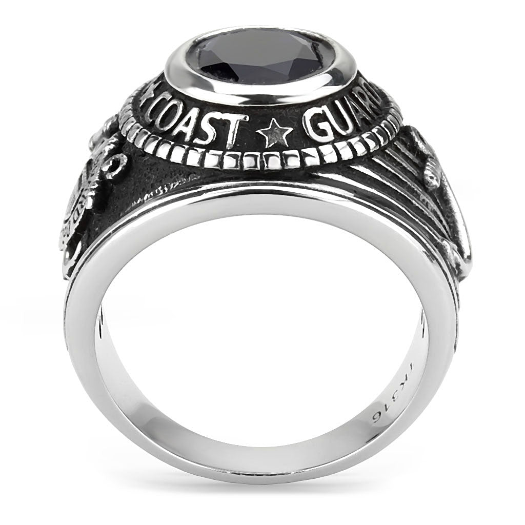 TK3727 - High polished (no plating) Stainless Steel Ring with Synthetic Synthetic Glass in Montana-2