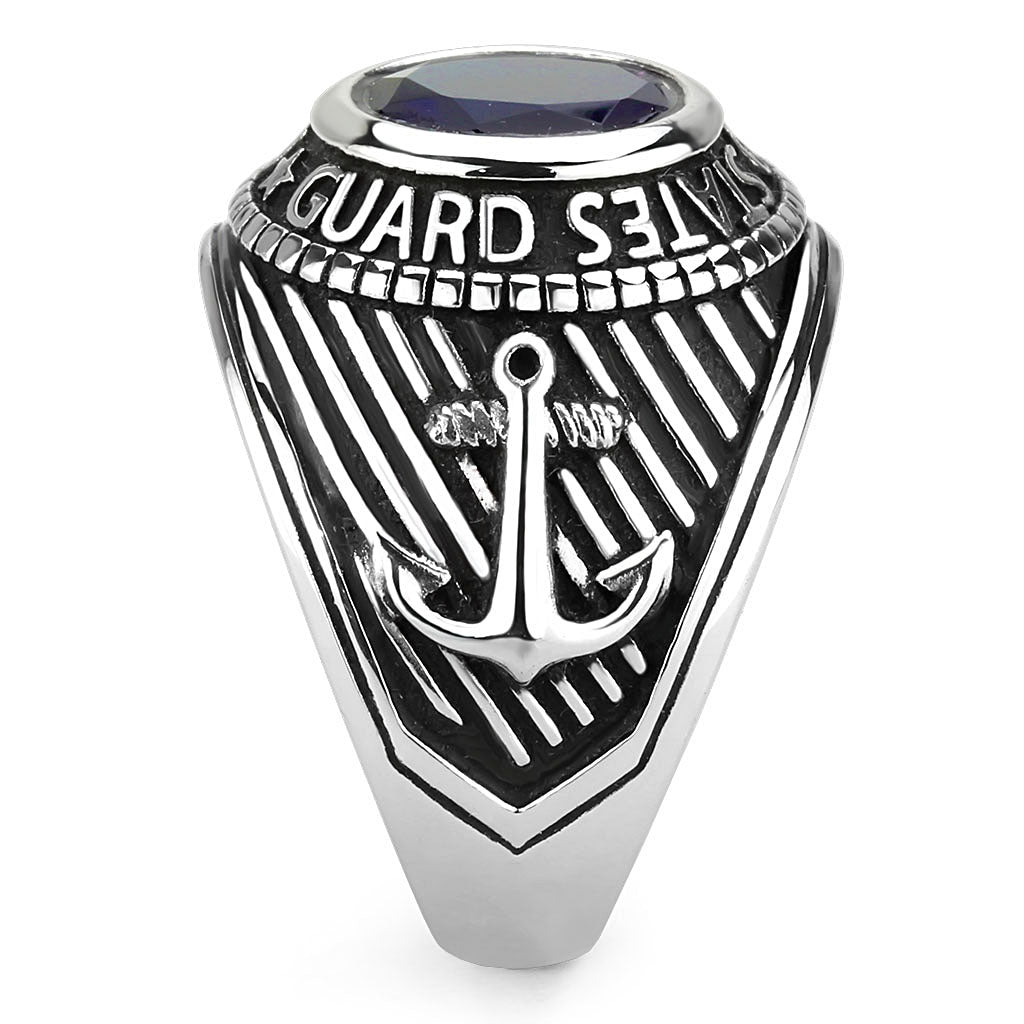 TK3727 - High polished (no plating) Stainless Steel Ring with Synthetic Synthetic Glass in Montana-4