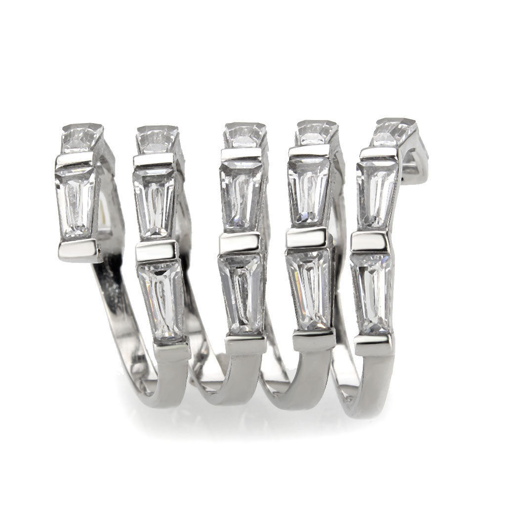 TK3729 High polished Stainless Steel Ring with AAA Grade CZ in Clear-3