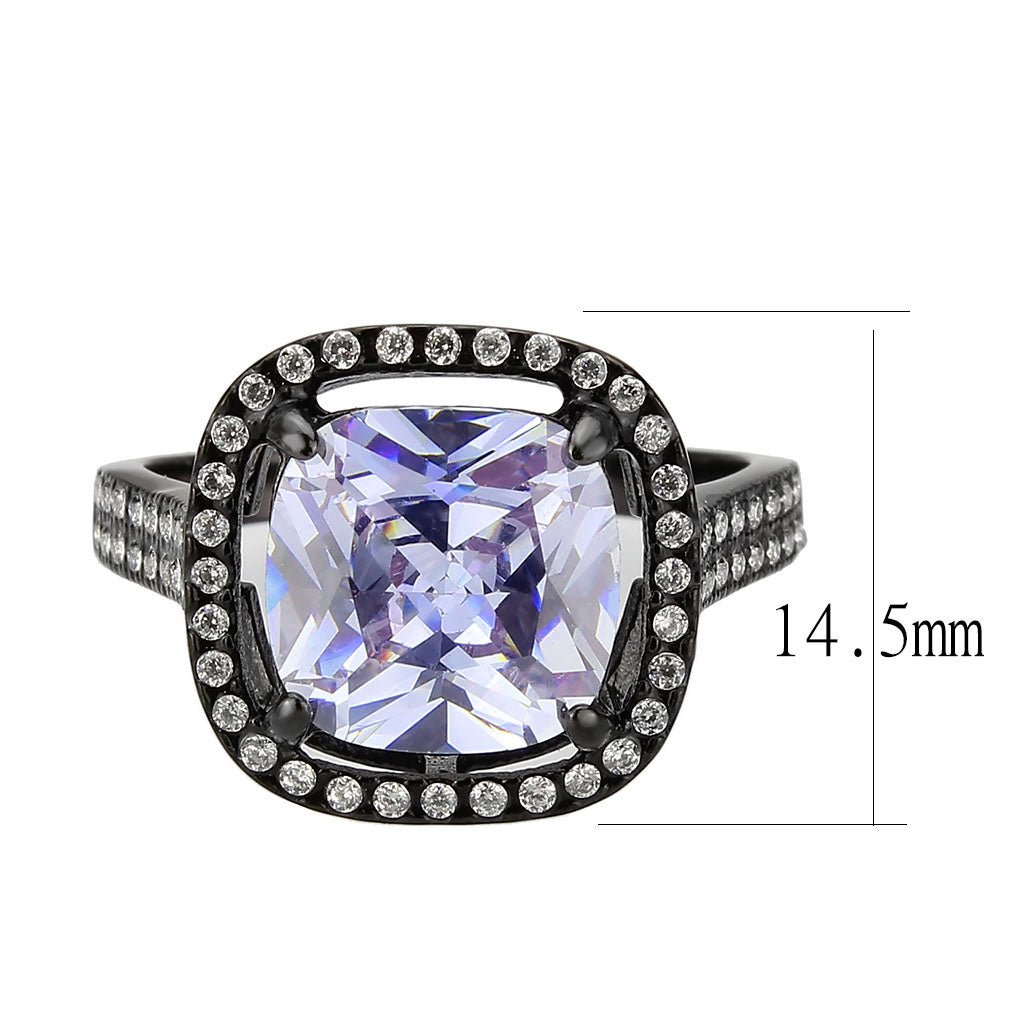 TK3734 IP Black Stainless Steel Ring with AAA Grade CZ in Light Amethyst-1