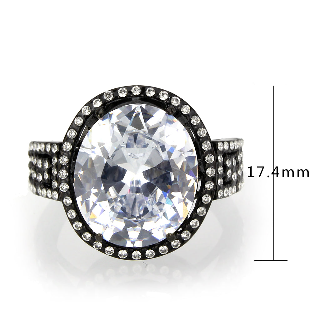TK3735 IP Black Stainless Steel Ring with AAA Grade CZ in Clear-1