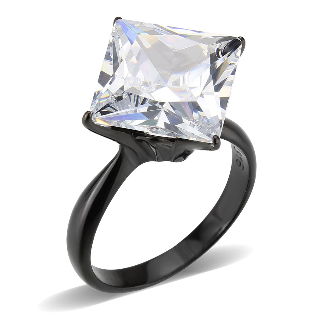 TK3736 IP Black  Stainless Steel Ring with AAA Grade CZ in Clear-0