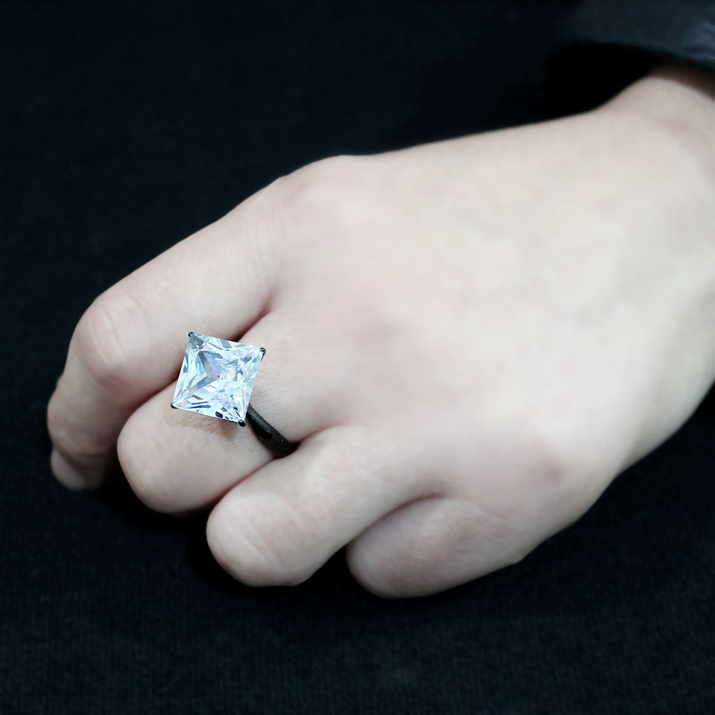 TK3736 IP Black  Stainless Steel Ring with AAA Grade CZ in Clear-4