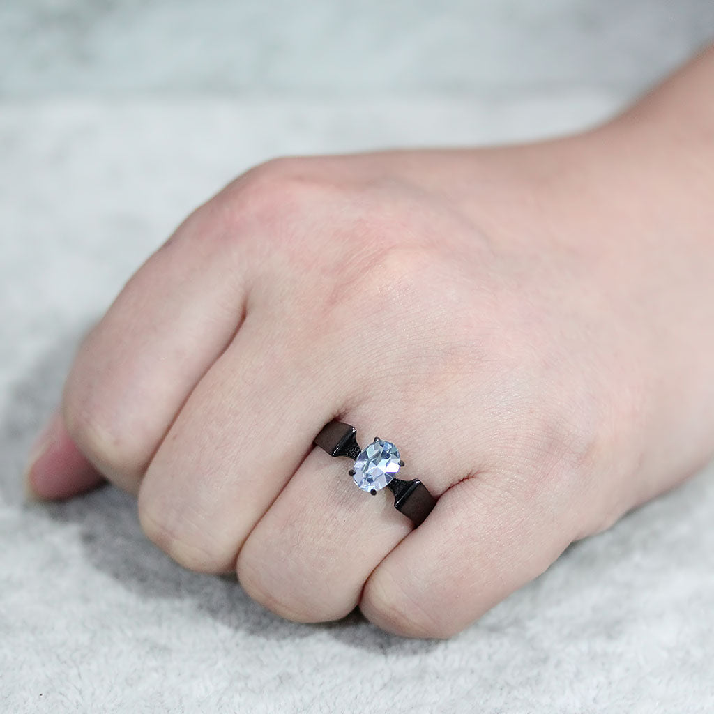 TK3740 IP Black Stainless Steel Ring with Top Grade Crystal in Aquamarine-4