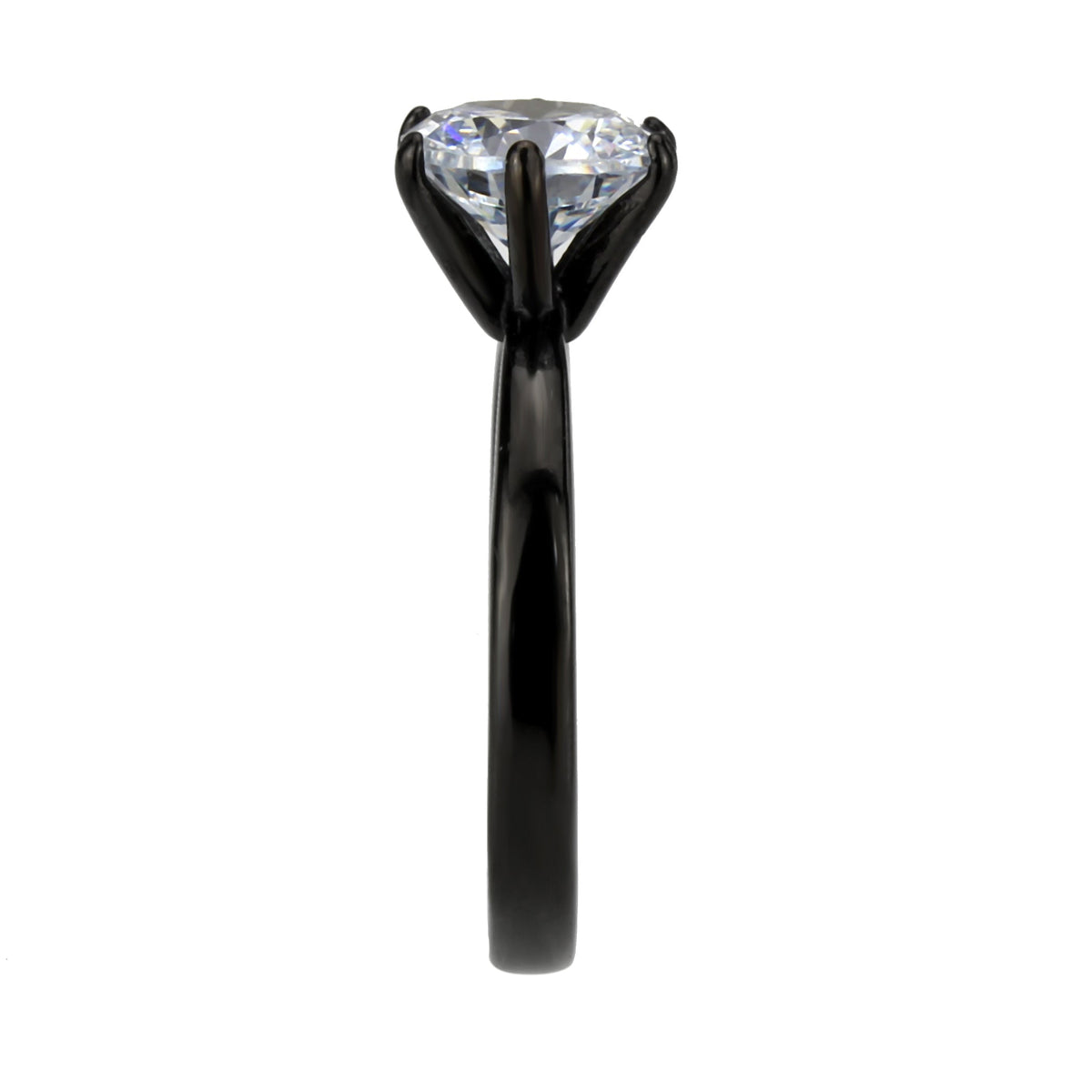TK3741 IP Black Stainless Steel Ring with AAA Grade CZ in Clear-3