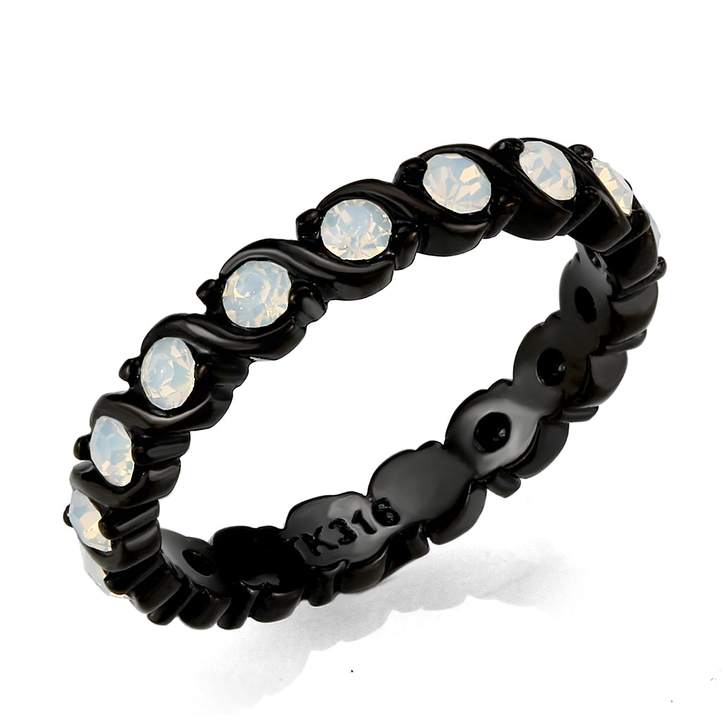 TK3744 IP Black Stainless Steel Ring with Top Grade Crystal in White-0