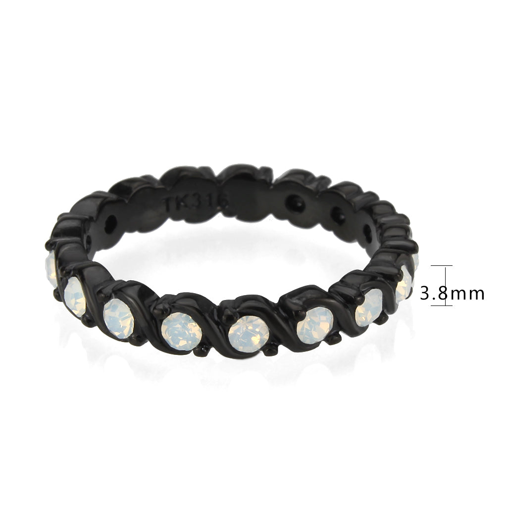 TK3744 IP Black Stainless Steel Ring with Top Grade Crystal in White-2
