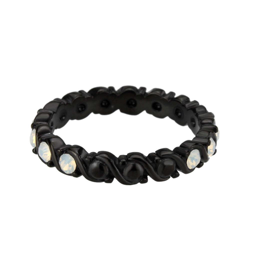 TK3744 IP Black Stainless Steel Ring with Top Grade Crystal in White-1