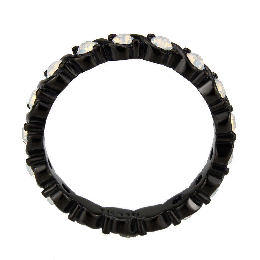 TK3744 IP Black Stainless Steel Ring with Top Grade Crystal in White-3