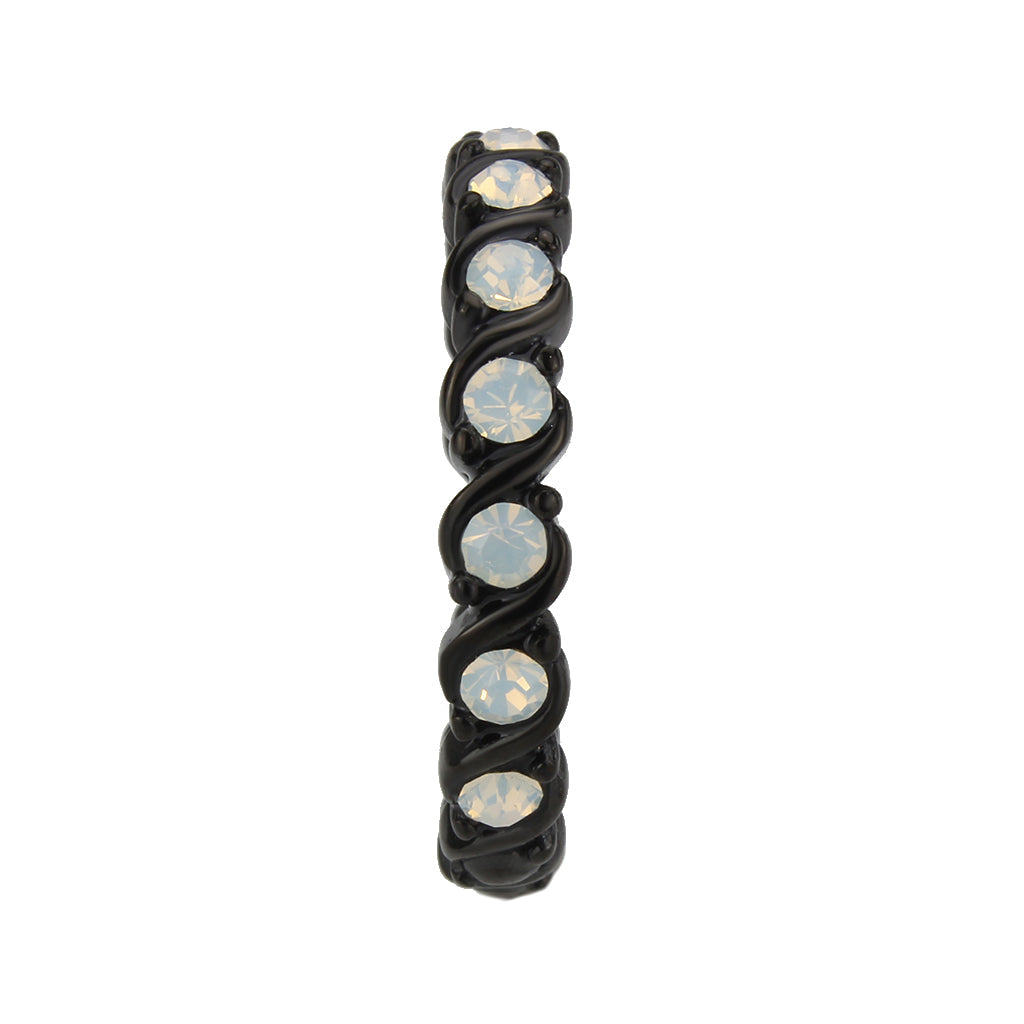 TK3744 IP Black Stainless Steel Ring with Top Grade Crystal in White-4