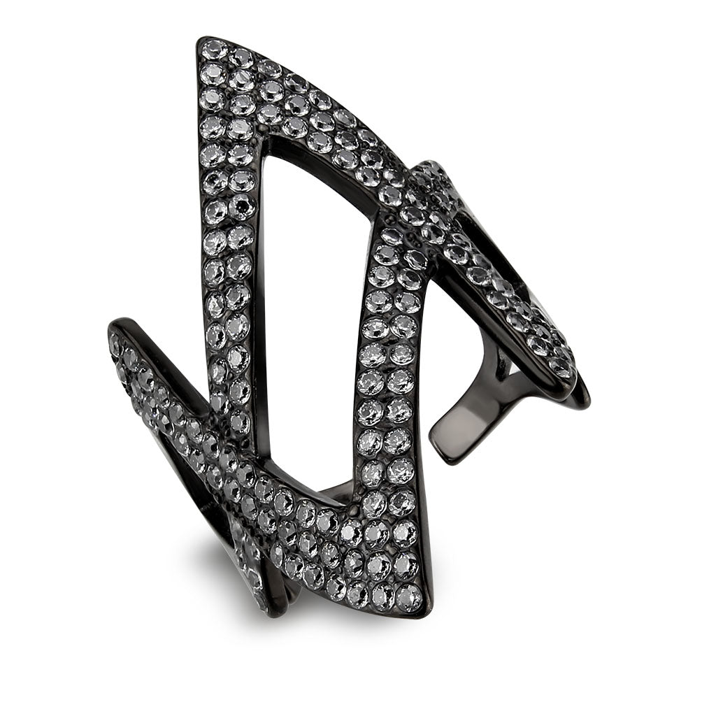 TK3748 IP Black  Stainless Steel Ring with AAA Grade CZ in Clear-0