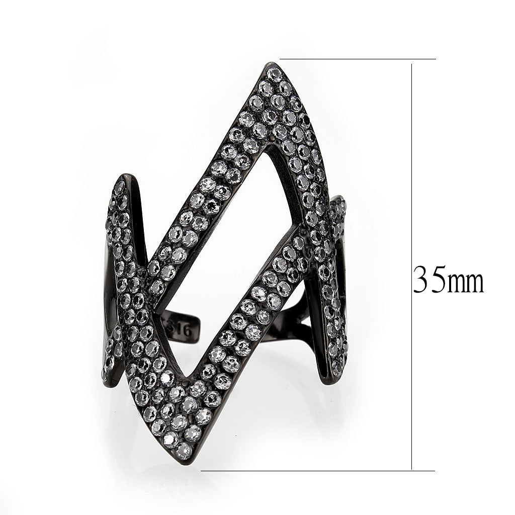 TK3748 IP Black  Stainless Steel Ring with AAA Grade CZ in Clear-1