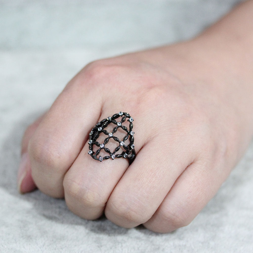 TK3749 IP Black Stainless Steel Ring with AAA Grade CZ in Clear-1