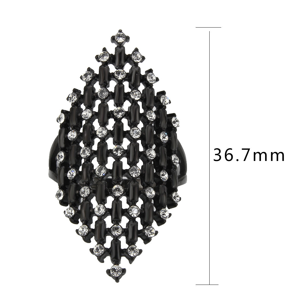 TK3750 IP Black Stainless Steel Ring with Top Grade Crystal in Clear-2