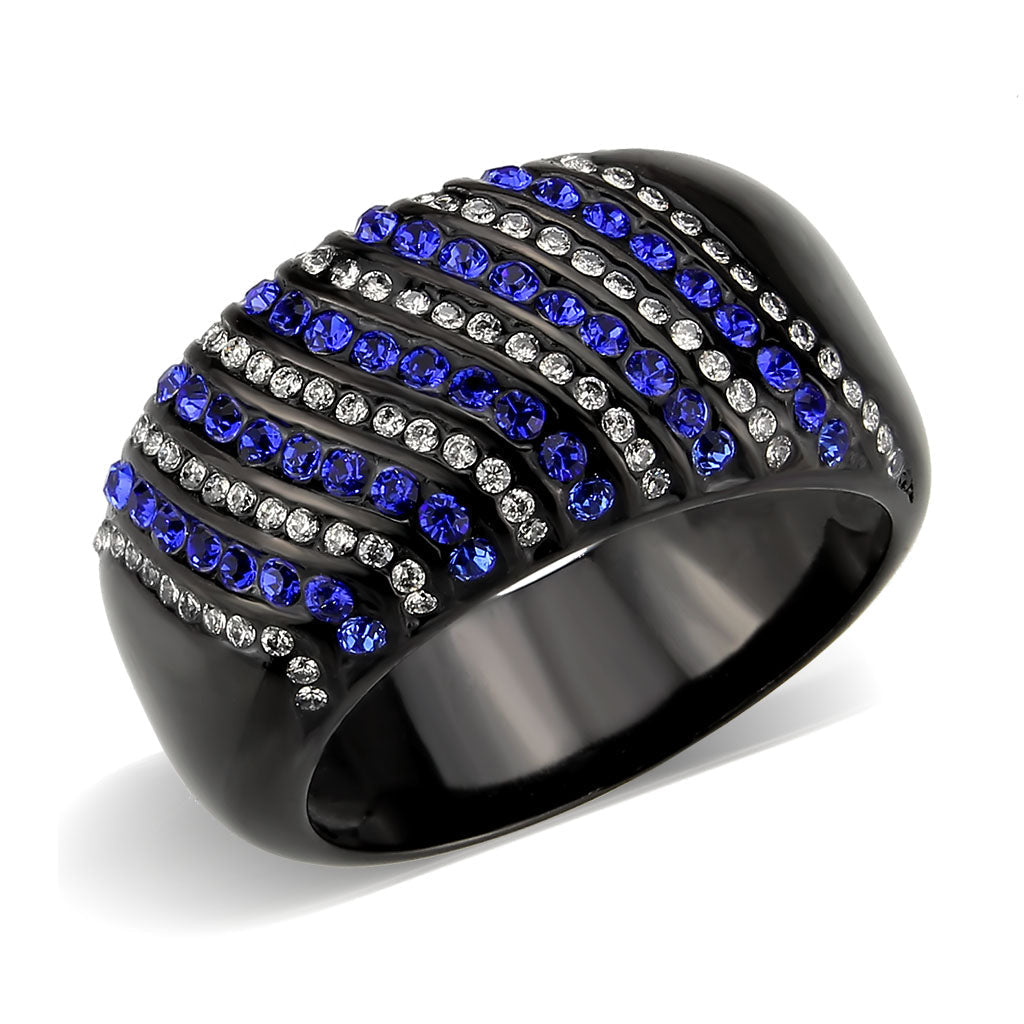 TK3751 IP Black  Stainless Steel Ring with AAA Grade CZ in Blue-0