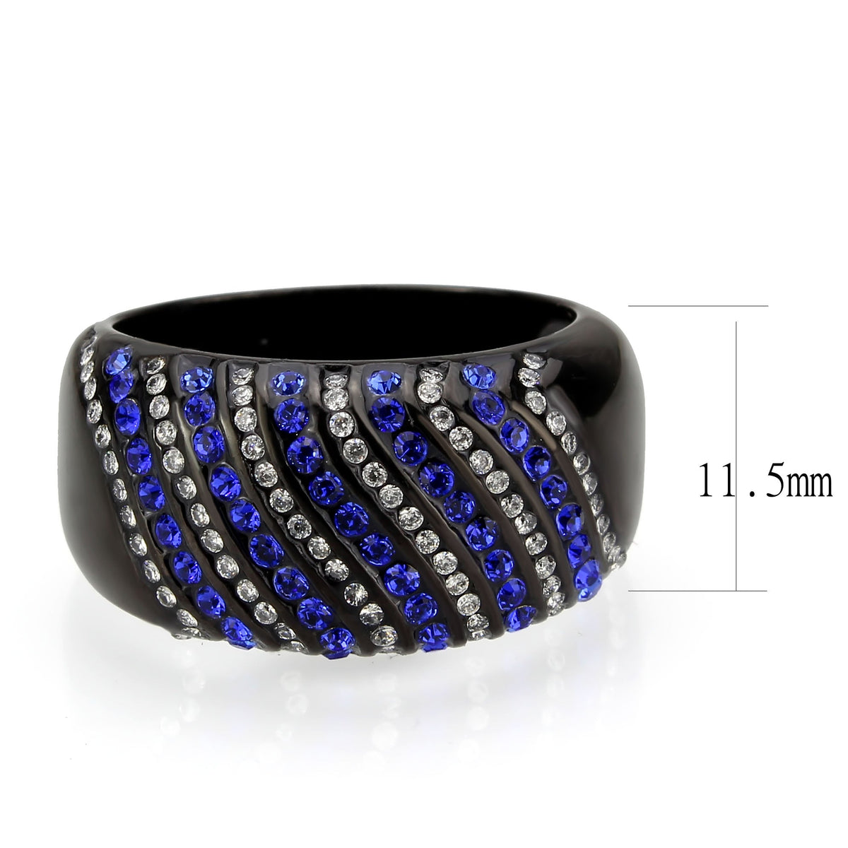 TK3751 IP Black  Stainless Steel Ring with AAA Grade CZ in Blue-1