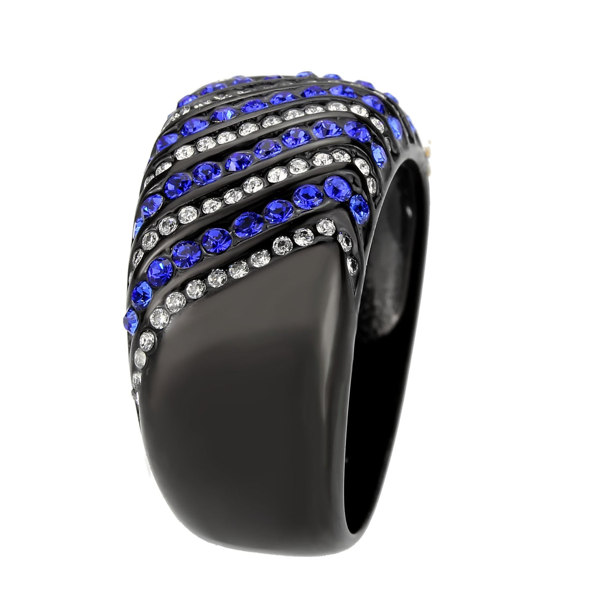 TK3751 IP Black  Stainless Steel Ring with AAA Grade CZ in Blue-3
