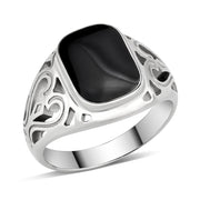 TK3753 High polished Stainless Steel Ring with Epoxy in Jet-0
