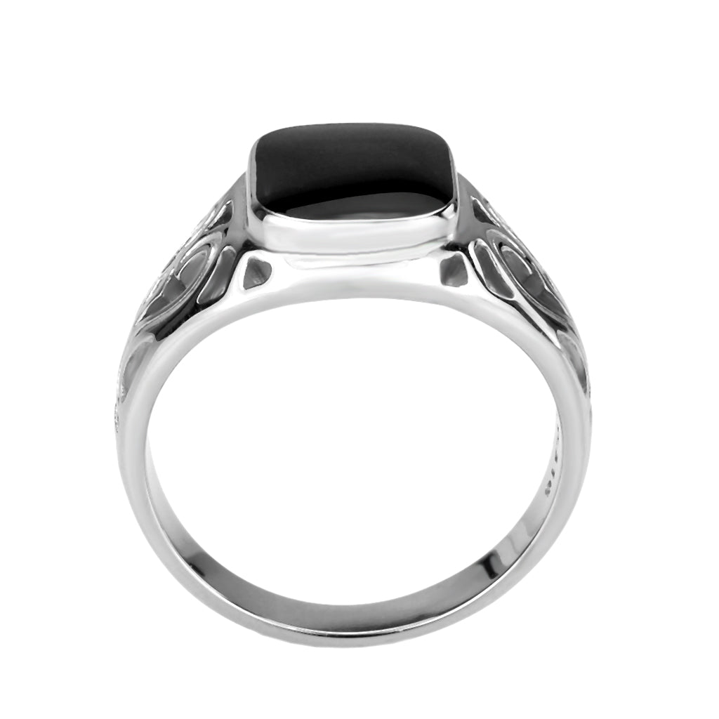 TK3753 High polished Stainless Steel Ring with Epoxy in Jet-3