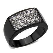 TK3754 IP Black Stainless Steel Ring with AAA Grade CZ in Clear-0