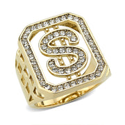 TK3757 - IP Gold(Ion Plating) Stainless Steel Ring with Top Grade Crystal in Clear-0