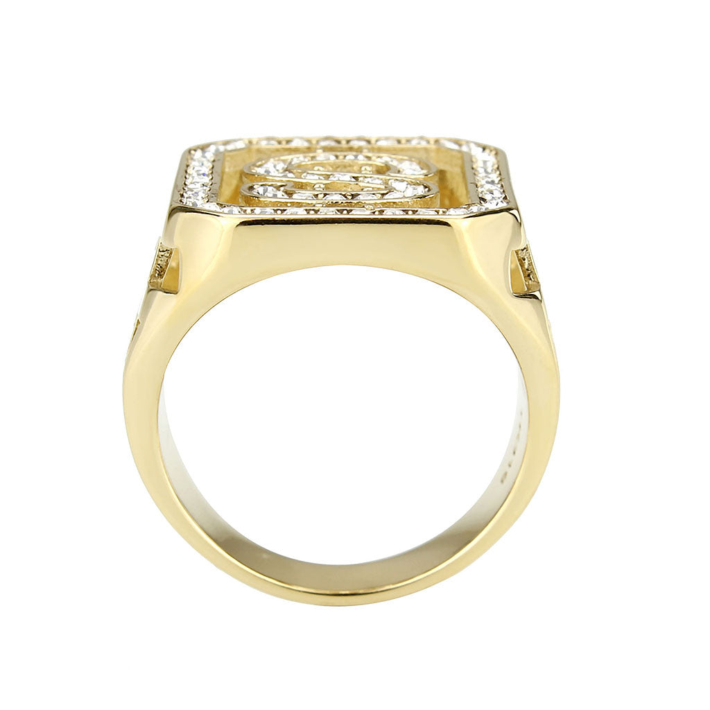 TK3757 - IP Gold(Ion Plating) Stainless Steel Ring with Top Grade Crystal in Clear-2