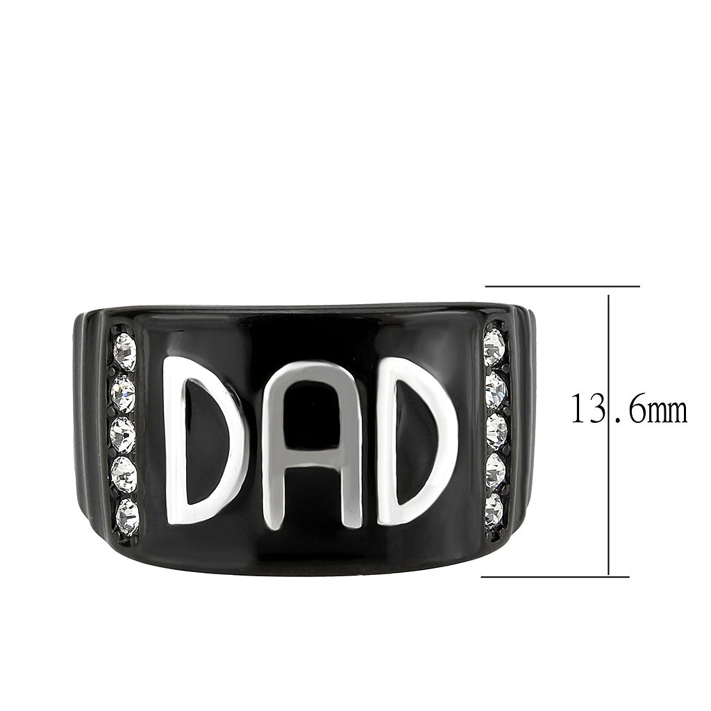 TK3759 - Two Tone IP Black (Ion Plating) Stainless Steel Ring with Top Grade Crystal in Clear-1