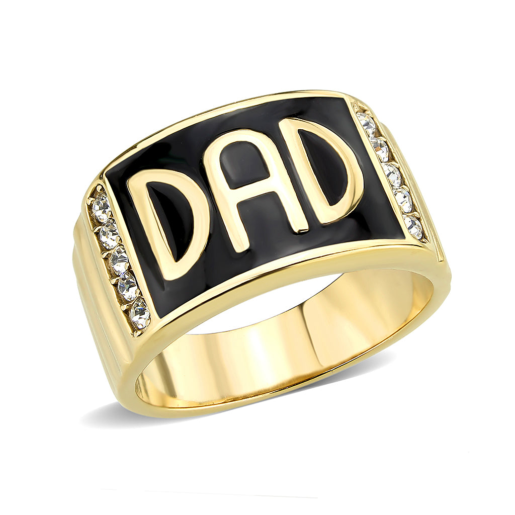 TK3760 - IP Gold(Ion Plating) Stainless Steel Ring with Top Grade Crystal in Clear-0
